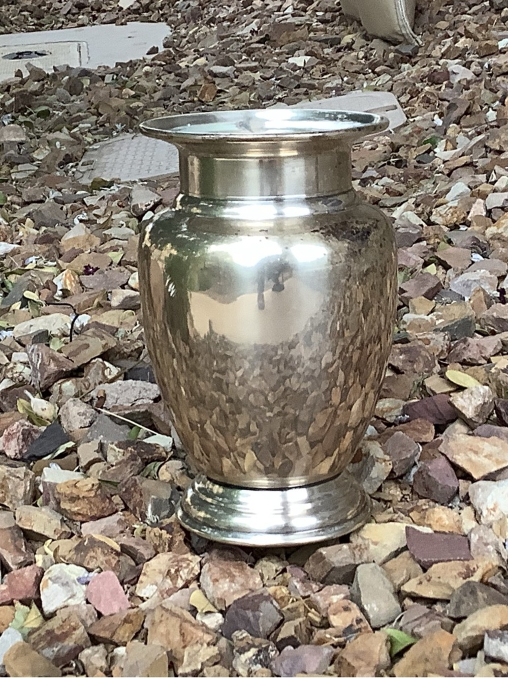 Restoration Hardware 8.5" Distressed Silver-Plated Metal Vase Made In India